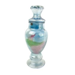 Hellblaue Vintage-Glasdose mit Deckel