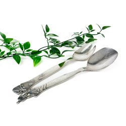 Vintage salatbestik med havefolk