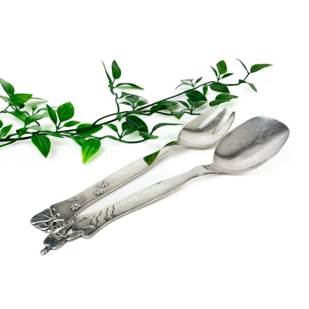 Vintage salatbestik med havefolk