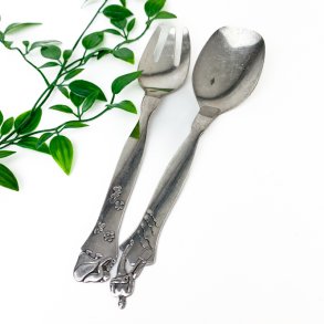 Vintage salatbestik med havefolk