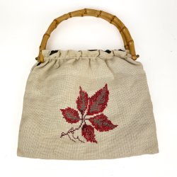 Vintage taske i h�r med bambushank