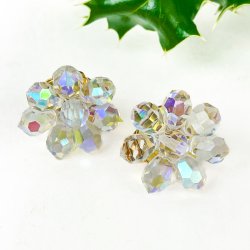 Vintage Ohrclips mit Kristallperlen