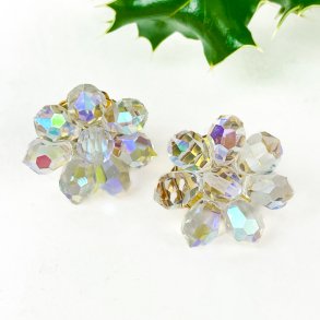 Vintage Ohrclips mit Kristallperlen