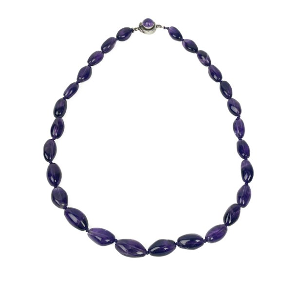 Lilla vintage ametyst halsk�de med s�lv