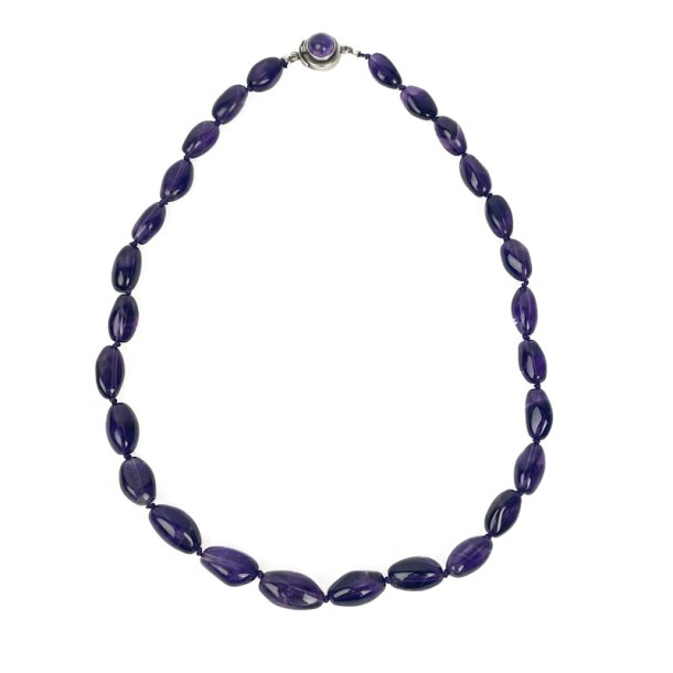 Lilla vintage ametyst halsk�de med s�lv