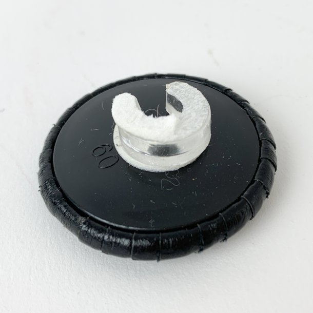 Groer schwarzer Vintage-Lederknopf  35 mm