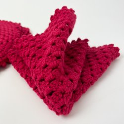 Hklede rde mundservietter - 6 stk