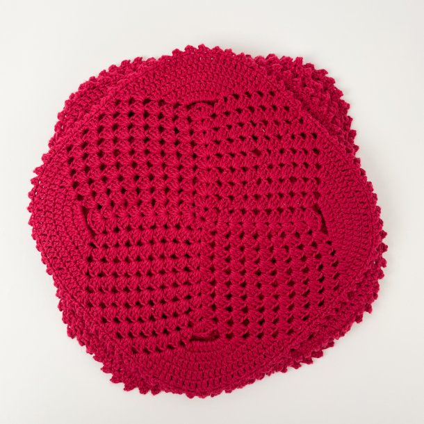 Hklede rde mundservietter - 6 stk