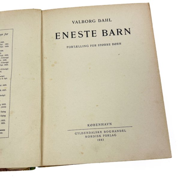 Eneste Barn � Valborg Dahl 1941