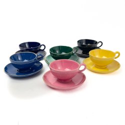 Sechs farbige Vintage Mokkatassen von Kronjyden