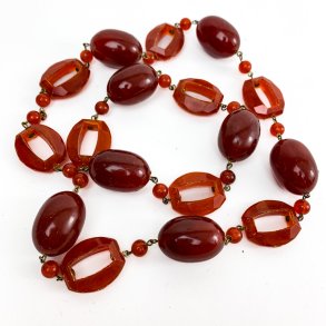 Vintage Bernsteinfarbene Perlenkette