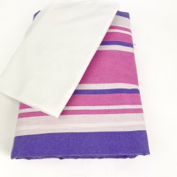Lilla og pink retro sengetj med striber