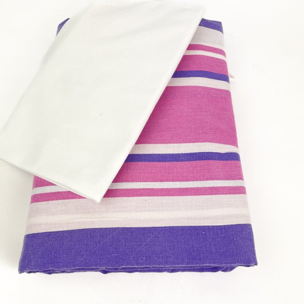 Lilla og pink retro sengetj med striber