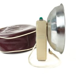 Vintage kamera-flash med taske