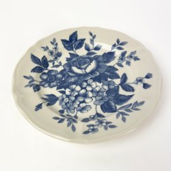 Vintage kagetallerken med bl� blomster