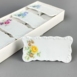 Seks vintage porcel�n bordkort