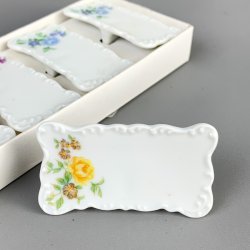 Seks vintage porcel�n bordkort