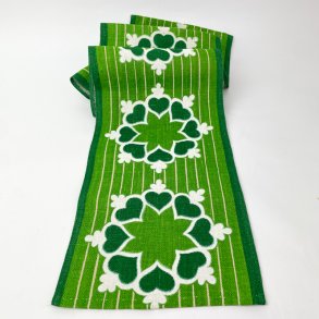 Grner Retro-Tischlufer mit Herzblumen  160 cm