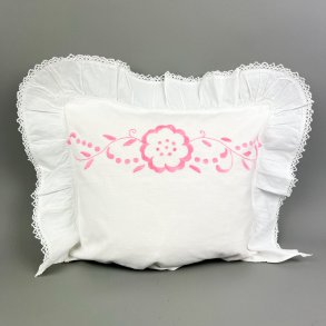 Hvid vintage baby pudebetr�k broderi