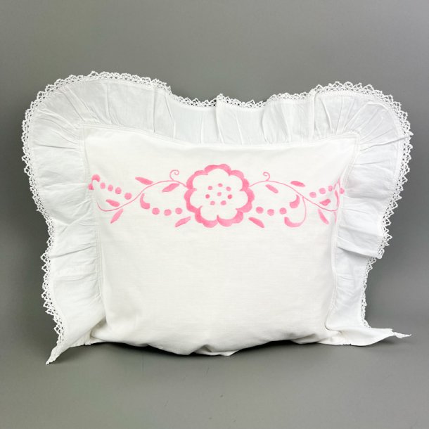 Hvid vintage baby pudebetr�k broderi