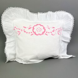 Hvid vintage baby pudebetr�k broderi