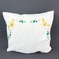 Hvidt vintage babypudebetrk med sommerfugle