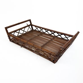 Vintage bambus bakke med h�ndtag