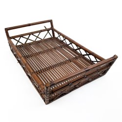 Vintage bambus bakke med h�ndtag