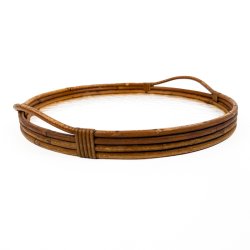 Rund retro bakke i bambus og glas
