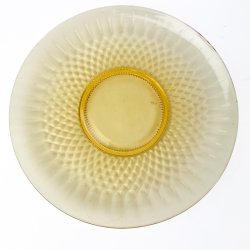 Gult vintage glas lagkagefad