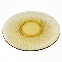 Gult vintage glas lagkagefad