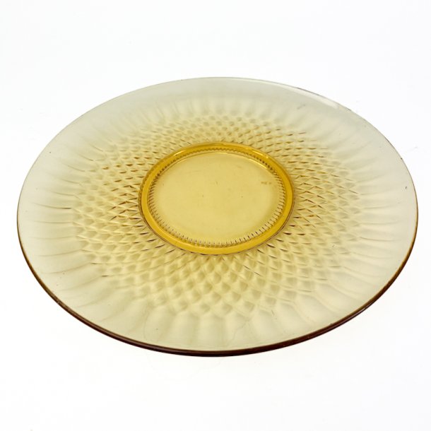 Gult vintage glas lagkagefad