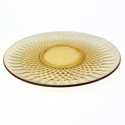 Gult vintage glas lagkagefad