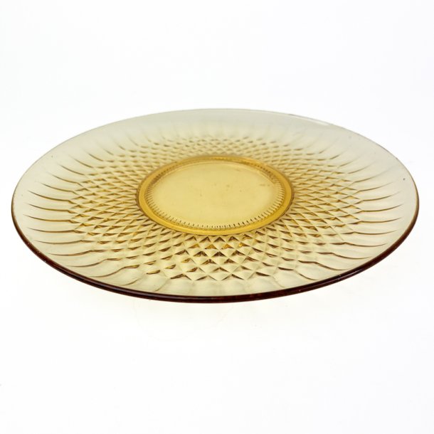 Gult vintage glas lagkagefad