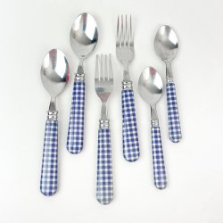 Retro Besteckset mit blauen Karos