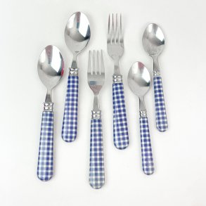 Retro Besteckset mit blauen Karos