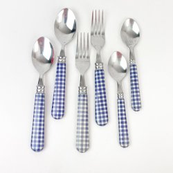 Retro Besteckset mit blauen Karos