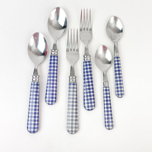 Retro Besteckset mit blauen Karos