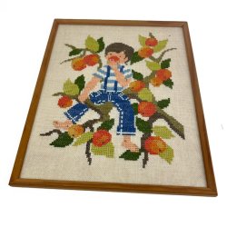Farverigt broderet retro b�rnebillede