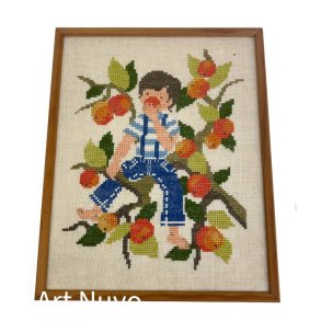 Farverigt broderet retro b�rnebillede