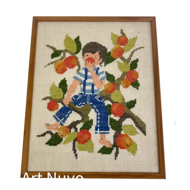 Farverigt broderet retro b�rnebillede