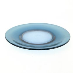 Bl� retro desserttallerken i glas