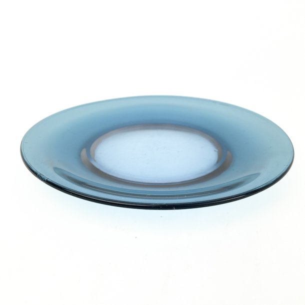 Bl� retro desserttallerken i glas