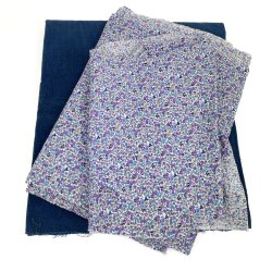 Bl� og blomstret vintage stof - 225 cm