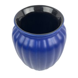 Stor bl� rillet retro vase