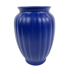 Stor bl� rillet retro vase