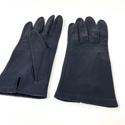 Dunkelblaue Vintage-Lederhandschuhe Gr. 6