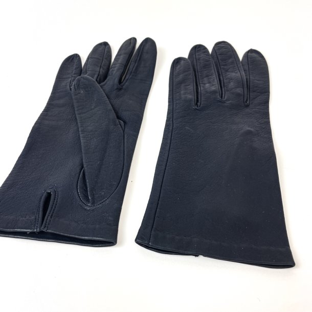 Dunkelblaue Vintage-Lederhandschuhe Gr. 6