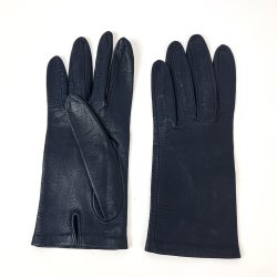 Dunkelblaue Vintage-Lederhandschuhe Gr. 6