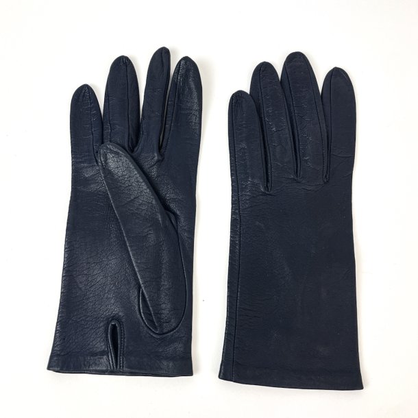 Dunkelblaue Vintage-Lederhandschuhe Gr. 6
